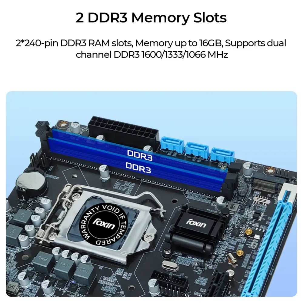 Foxin Motherboard H110 DDR3 Motherboard For Intel 6th | 7th | 8th | 9th Gen with NVME view 5